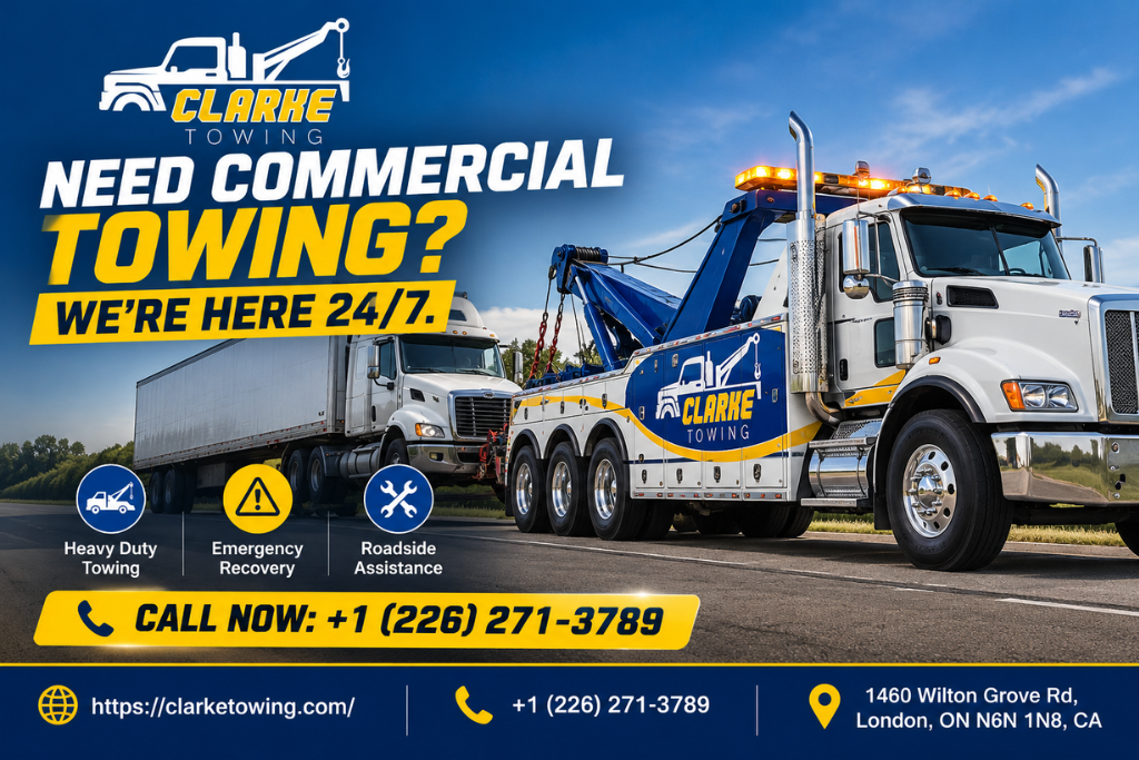 Clarke’s Towing 24/7 commercial towing support in London, Ontario